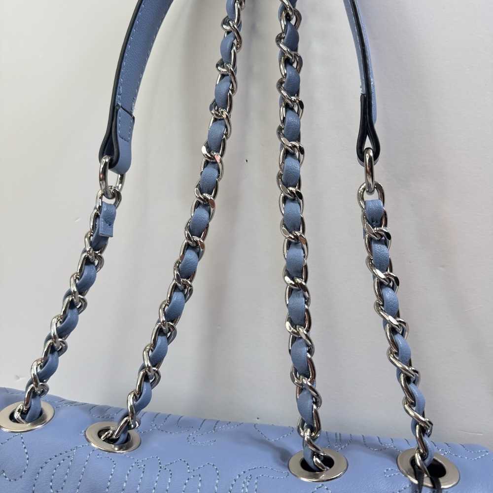 Juicy Couture YK2 Say My Name Flap Quilted Hearts Crossbody Bag Slate Blue - Picture 9 of 12
